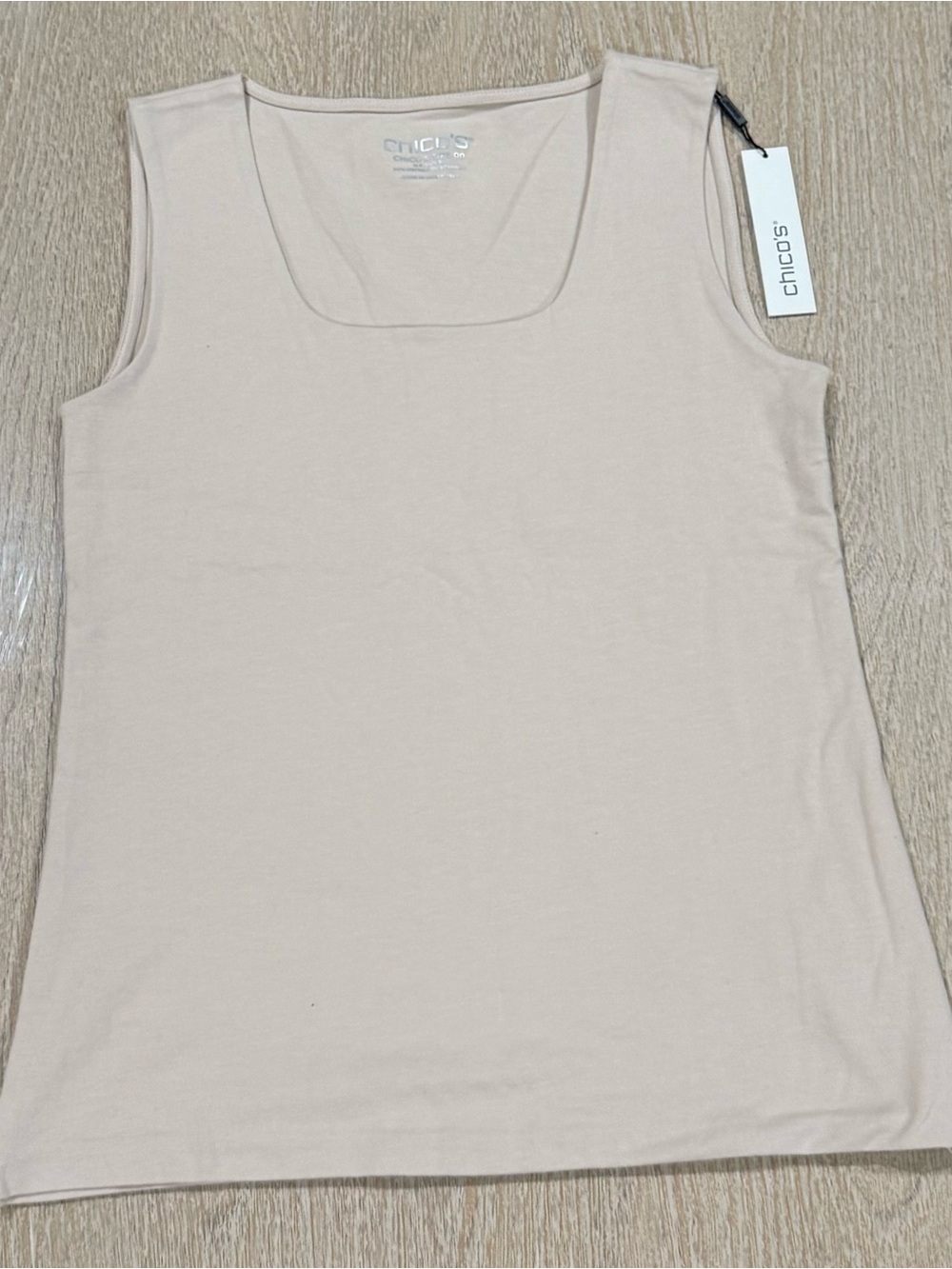 Chico's Soft Scoop Neck Tank Basic Knit Pale Sand